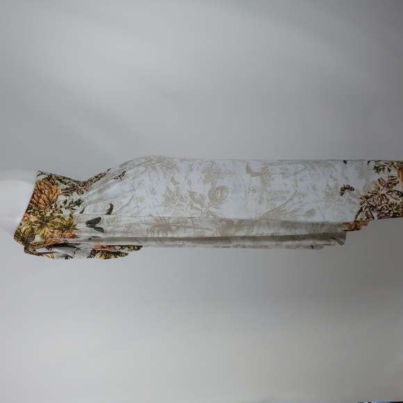 Women's Dress Size Med Cream Orange Butterflies Shirring Maxi High Low Hem Bow - Picture 7 of 10